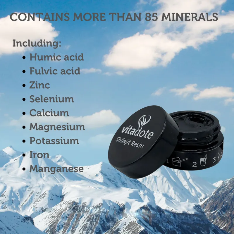 Vitadote Shilajit Resin ingredients and mineral composition